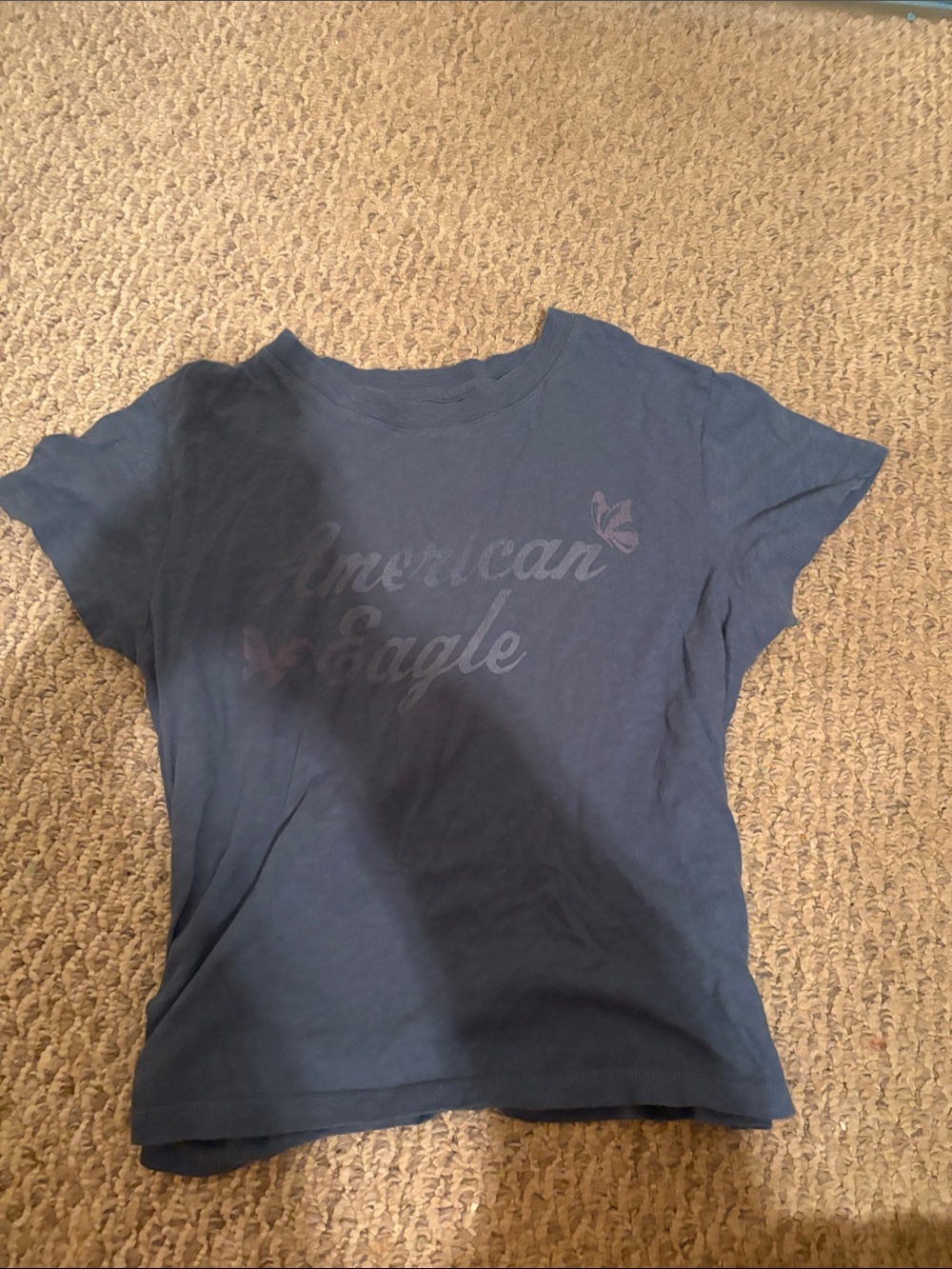 American Eagle Outfitters Navy Graphic Logo Tee
